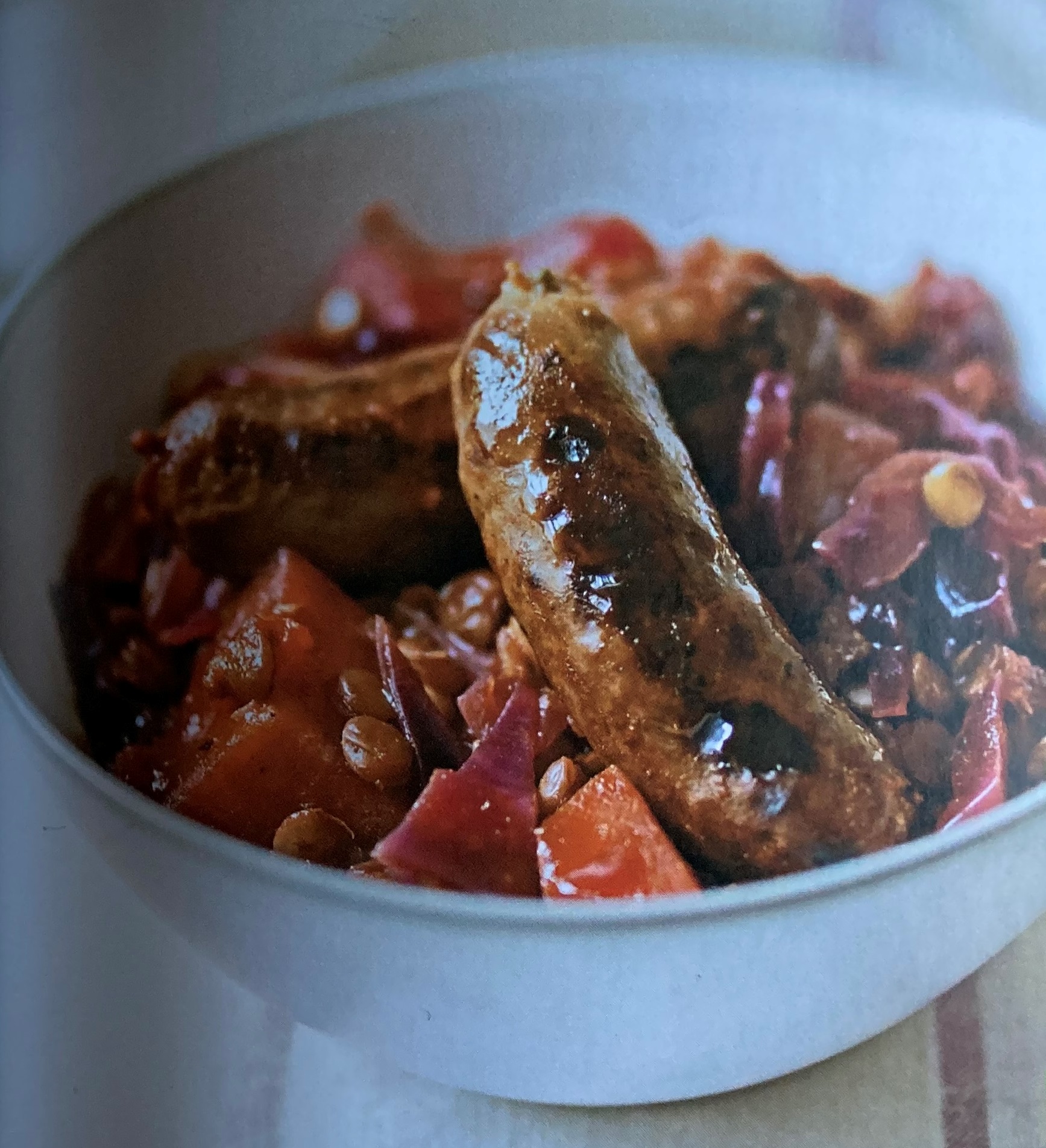Venison Sausages with red cabbage